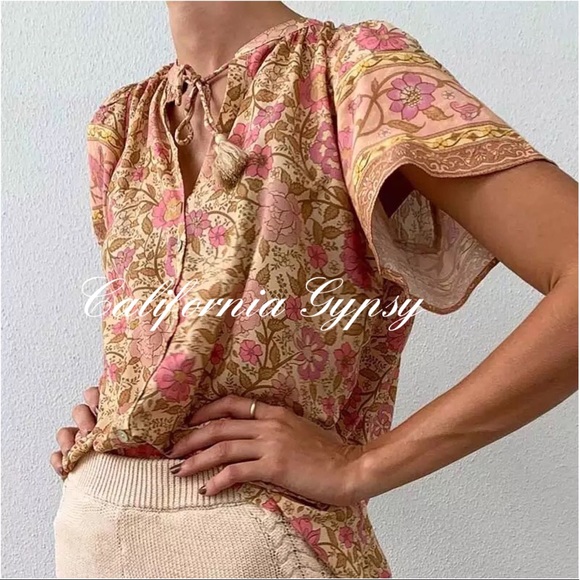 Gypsy Boho Vintage Floral Blouse - Picture 6 of 14